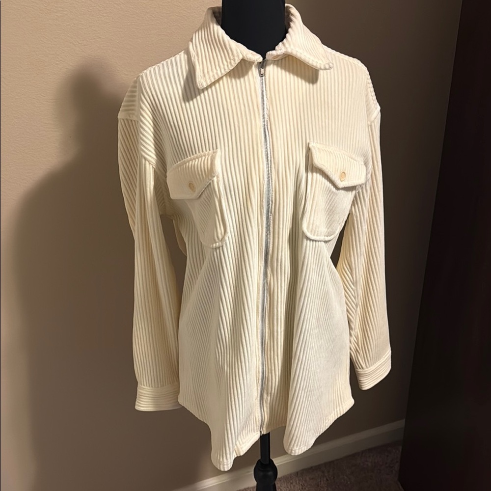 Cream Jones New York Vintage Corduroy Zip-Up Jacket